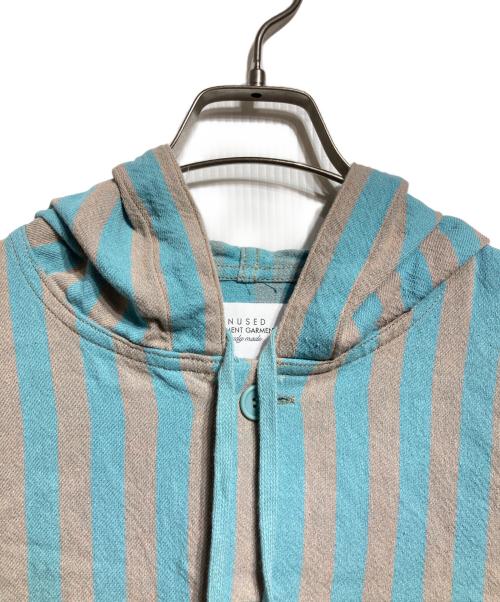 UNUSED（アンユーズド）UNUSED (アンユーズド) 25SS STRIPE FOOD SHIRT/ストライプ フードシャツ ブルー×グレー サイズ:3の古着・服飾アイテム