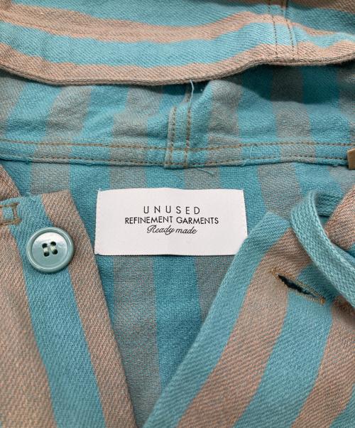 UNUSED（アンユーズド）UNUSED (アンユーズド) 25SS STRIPE FOOD SHIRT/ストライプ フードシャツ ブルー×グレー サイズ:3の古着・服飾アイテム