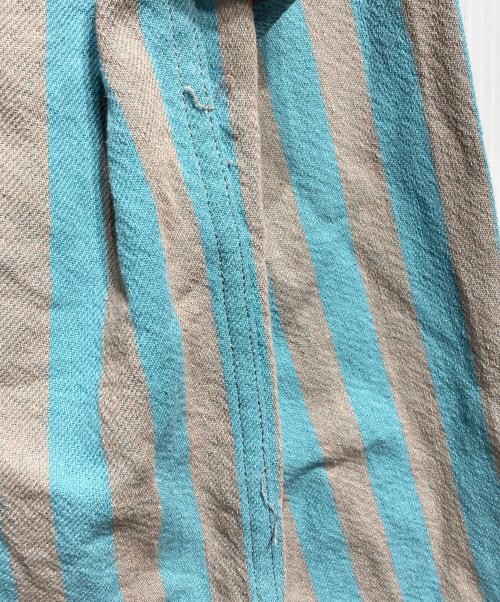 UNUSED（アンユーズド）UNUSED (アンユーズド) 25SS STRIPE FOOD SHIRT/ストライプ フードシャツ ブルー×グレー サイズ:3の古着・服飾アイテム