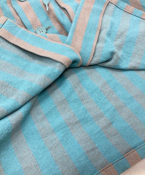 UNUSED（アンユーズド）UNUSED (アンユーズド) 25SS STRIPE FOOD SHIRT/ストライプ フードシャツ ブルー×グレー サイズ:3の古着・服飾アイテム