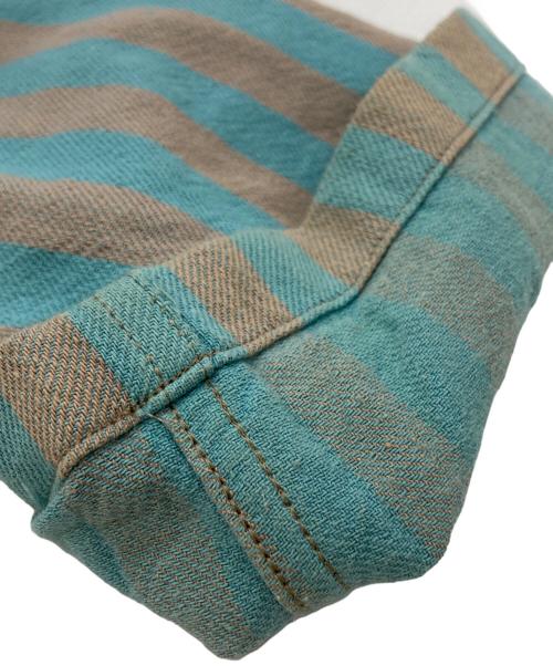 UNUSED（アンユーズド）UNUSED (アンユーズド) 25SS STRIPE FOOD SHIRT/ストライプ フードシャツ ブルー×グレー サイズ:3の古着・服飾アイテム