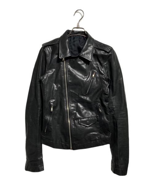 RICK OWENS（リックオウエンス）RICK OWENS (リックオウエンス) Stooges Biker カーフレザーライダースジャケット/ストゥージズ・バイカー ブラック サイズ:46の古着・服飾アイテム