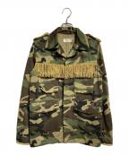Saint Laurent Parisサンローランパリ）の古着「フリンジミリタリージャケット/Fringed military jacket」｜カーキ