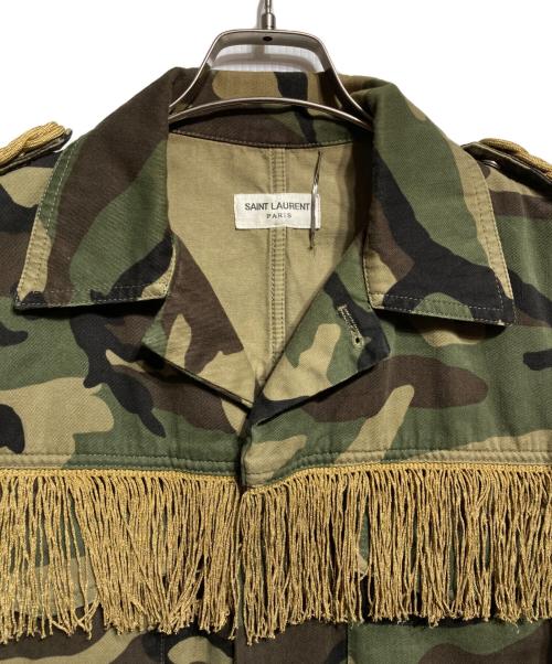 Saint Laurent Paris（サンローランパリ）Saint Laurent Paris (サンローランパリ) フリンジミリタリージャケット/Fringed military jacket カーキ サイズ:44の古着・服飾アイテム