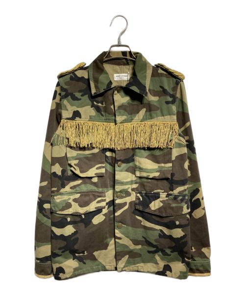 Saint Laurent Paris（サンローランパリ）Saint Laurent Paris (サンローランパリ) フリンジミリタリージャケット/Fringed military jacket カーキ サイズ:44の古着・服飾アイテム