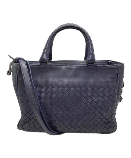 BOTTEGA VENETA（ボッテガベネタ）BOTTEGA VENETA (ボッテガベネタ) イントレチャート2WAYバッグ ネイビーの古着・服飾アイテム