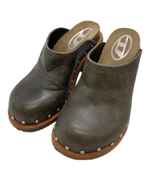 DIESEL（ディーゼル）DIESEL (ディーゼル) D-WOODSTOCK ML CLOG W/ウッドストック ミュールクロッグ ブラウン サイズ:37の古着・服飾アイテム