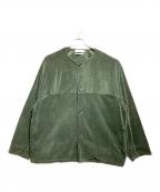 Graphpaperグラフペーパー）の古着「Suvin Corduroy Collarless Jacket/スヴィン コーデュロイノーカラージャケット」｜グリーン