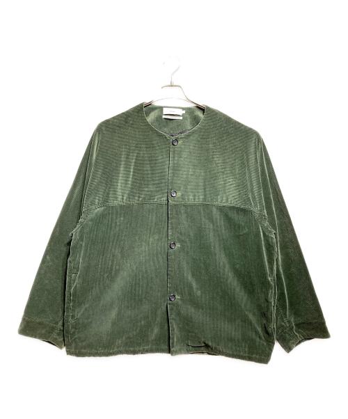 Graphpaper（グラフペーパー）Graphpaper (グラフペーパー) Suvin Corduroy Collarless Jacket/スヴィン コーデュロイノーカラージャケット グリーン サイズ:2の古着・服飾アイテム
