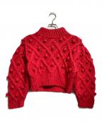 cygneシーニュ）の古着「手編みボンボンニット/Hand-knitted pom-pom knitwear」｜レッド