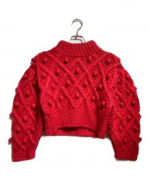 cygne（シーニュ）の古着「手編みボンボンニット/Hand-knitted pom-pom knitwear」｜レッド