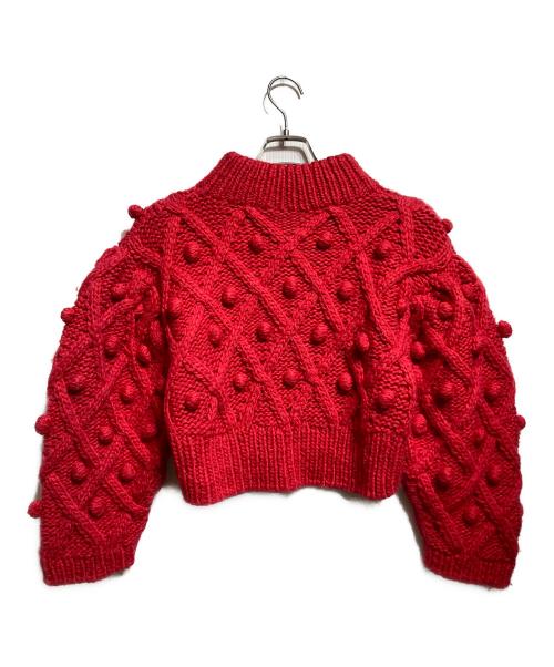 cygne（シーニュ）cygne (シーニュ) 手編みボンボンニット/Hand-knitted pom-pom knitwear レッド サイズ:－の古着・服飾アイテム