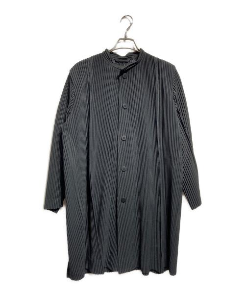 HOMME PLISSE ISSEY MIYAKE（オム プリッセ イッセイ ミヤケ）HOMME PLISSE ISSEY MIYAKE (オム プリッセ イッセイ ミヤケ) プリーツバンドカラーコート ブラック サイズ:1の古着・服飾アイテム