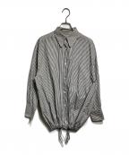 DRIES VAN NOTENドリスヴァンノッテン）の古着「オーバーサイズ ギャザー ストライプ シャツ/Oversized Gathered Stripe Shirt」｜ホワイト×ブラック