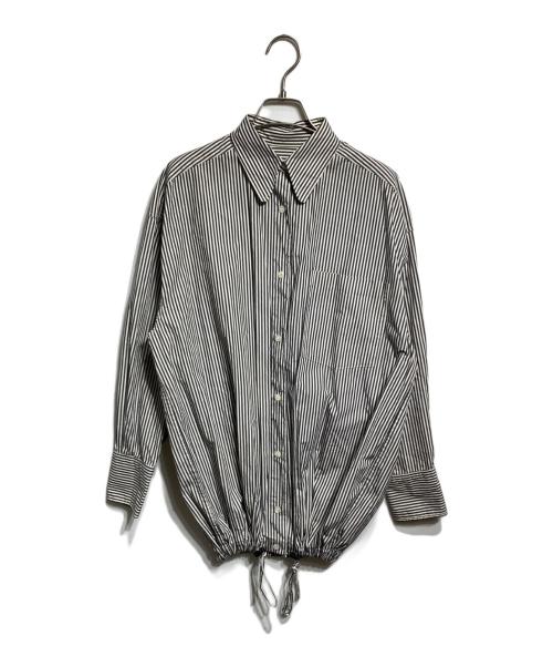 DRIES VAN NOTEN（ドリスヴァンノッテン）DRIES VAN NOTEN (ドリスヴァンノッテン) オーバーサイズ ギャザー ストライプ シャツ/Oversized Gathered Stripe Shirt ホワイト×ブラック サイズ:Ｓの古着・服飾アイテム