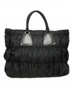 PRADAプラダ）の古着「ギャザーナイロンハンドバッグ/Gathered Nylon Handbag」｜ブラック