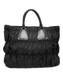 PRADA（プラダ）の古着「ギャザーナイロンハンドバッグ/Gathered Nylon Handbag」｜ブラック
