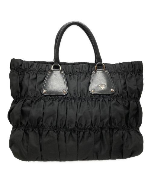 PRADA（プラダ）PRADA (プラダ) ギャザーナイロンハンドバッグ/Gathered Nylon Handbag ブラックの古着・服飾アイテム