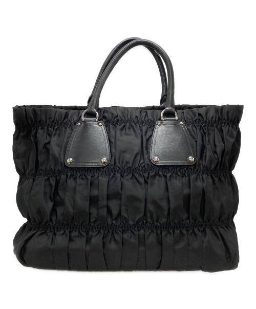 PRADA（プラダ）PRADA (プラダ) ギャザーナイロンハンドバッグ/Gathered Nylon Handbag ブラックの古着・服飾アイテム