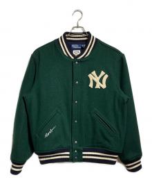 POLO RALPH LAUREN×NEWYORK YANKEES（ポロ・ラルフローレン×ニューヨークヤンキース）の古着「スタジャン/Varsity jacket」｜グリーン