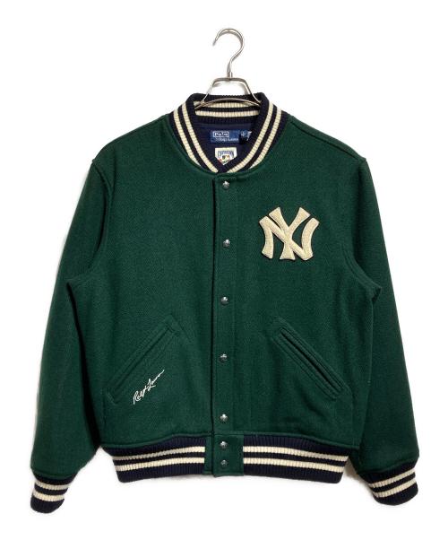 POLO RALPH LAUREN（ポロ・ラルフローレン）POLO RALPH LAUREN (ポロ・ラルフローレン) NEWYORK YANKEES (ニューヨークヤンキース) スタジャン/Varsity jacket グリーン サイズ:Ｌの古着・服飾アイテム