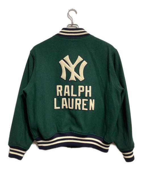POLO RALPH LAUREN（ポロ・ラルフローレン）POLO RALPH LAUREN (ポロ・ラルフローレン) NEWYORK YANKEES (ニューヨークヤンキース) スタジャン/Varsity jacket グリーン サイズ:Ｌの古着・服飾アイテム
