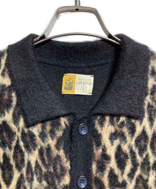 SAINT MICHAEL（セントマイケル）SAINT MICHAEL (セントマイケル) LEOPARD KNIT CARDIGAN ブラック サイズ:Lの古着・服飾アイテム