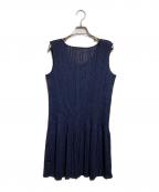 PLEATS PLEASEプリーツプリーズ）の古着「メッシュフレア チュニック ワンピース/Mesh Flare Tunic Dress」｜ネイビー
