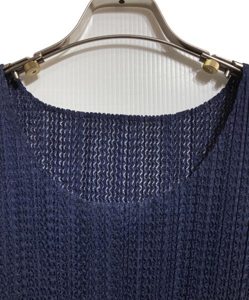 PLEATS PLEASE（プリーツプリーズ）PLEATS PLEASE (プリーツプリーズ) メッシュフレア チュニック ワンピース/Mesh Flare Tunic Dress ネイビー サイズ:3の古着・服飾アイテム