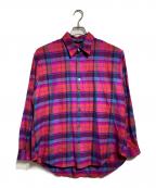 semohセモー）の古着「ウールチャックシャツ」｜レッド×ブルー