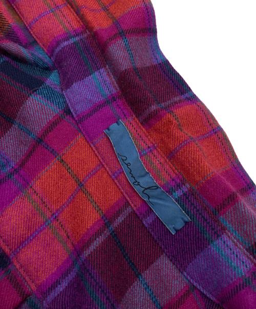 semoh（セモー）semoh (セモー) ウールチャックシャツ レッド×ブルー サイズ:2の古着・服飾アイテム