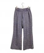 SUBLATIONSサブレーションズ）の古着「GLITTERY TWEED FLARE EASY TROUSERS」｜ネイビー