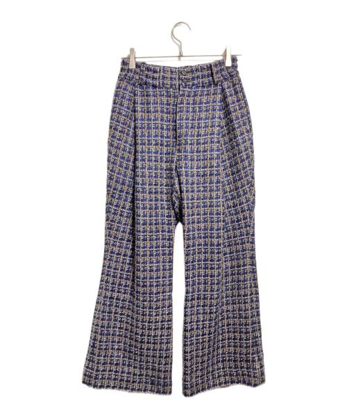 SUBLATIONS（サブレーションズ）SUBLATIONS (サブレーションズ) GLITTERY TWEED FLARE EASY TROUSERS ネイビーの古着・服飾アイテム