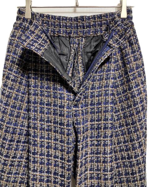 SUBLATIONS（サブレーションズ）SUBLATIONS (サブレーションズ) GLITTERY TWEED FLARE EASY TROUSERS ネイビーの古着・服飾アイテム