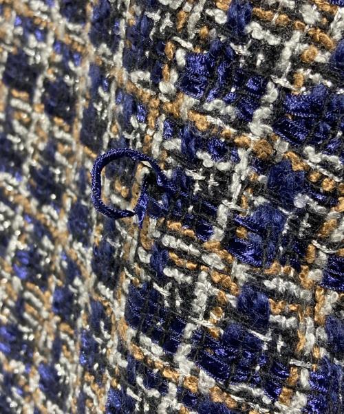 SUBLATIONS（サブレーションズ）SUBLATIONS (サブレーションズ) GLITTERY TWEED FLARE EASY TROUSERS ネイビーの古着・服飾アイテム