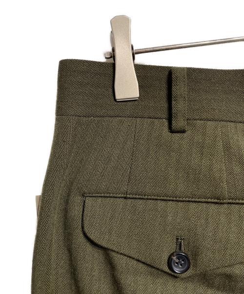 COMME des GARCONS HOMME PLUS（コムデギャルソンオムプリュス）COMME des GARCONS HOMME PLUS (コムデギャルソンオムプリュス) ウールヘリンボーンパンツ グリーン サイズ:Ｍの古着・服飾アイテム