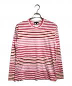 COMME des GARCONS HOMME PLUSコムデギャルソンオムプリュス）の古着「ボーダーカットソー」｜ピンク×ホワイト