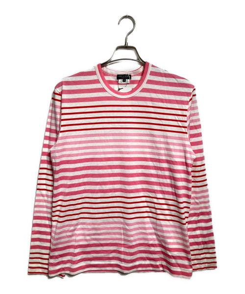 COMME des GARCONS HOMME PLUS（コムデギャルソンオムプリュス）COMME des GARCONS HOMME PLUS (コムデギャルソンオムプリュス) ボーダーカットソー ピンク×ホワイト サイズ:Ｍの古着・服飾アイテム