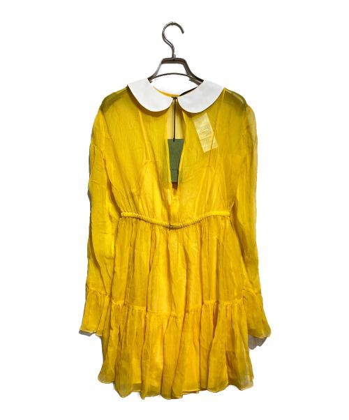 GUCCI（グッチ）GUCCI (グッチ) ラウンドカラー シフォンドレス イエロー サイズ:36の古着・服飾アイテム