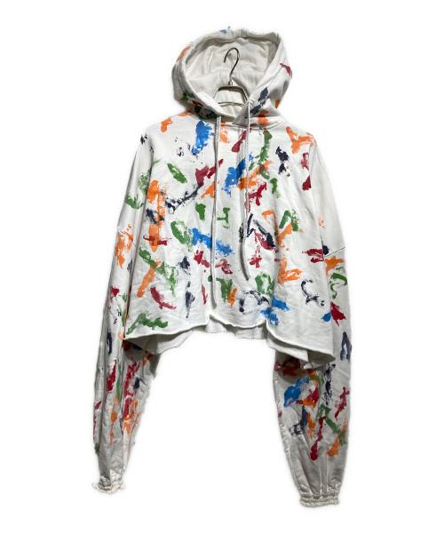 SHINYA KOZUKA（シンヤコズカ）SHINYA KOZUKA (シンヤコズカ) ORDINARY SHORT GIANT HOODIE WITH HAND PAINTING/ショート丈ビッグフーディー ホワイト サイズ:Ｓの古着・服飾アイテム