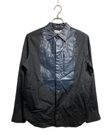 TAAKK（ターク）の古着「"LEATHER BUZAM" SHIRTS/「レザー・ブザム」シャツ」｜ネイビー×ブラック