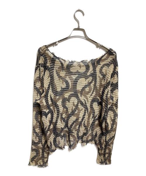 NUMBER (N)INE（ナンバーナイン）NUMBER (N)INE (ナンバーナイン) トライバルカモメッシュカットソー/Tribal Camo Mesh Cut-and-Sew Top ベージュ サイズ:3の古着・服飾アイテム