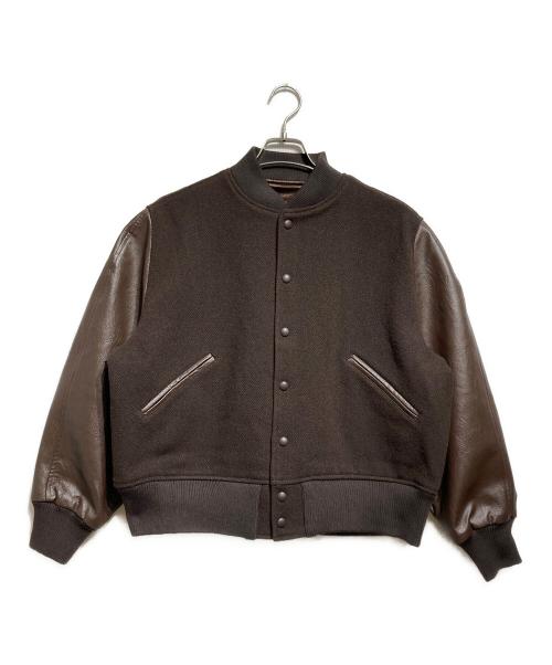 LAYAS（レイヤーズ）LAYAS (レイヤーズ) WOOLドッキングスタジャン/Varsity jacket ブラウン サイズ:Fの古着・服飾アイテム