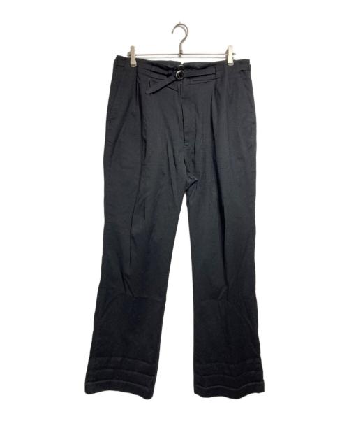 OLD JOE & Co.（オールドジョー）OLD JOE & Co. (オールドジョー) ウールシルクリネンベルテッドパンツ ブラック サイズ:91の古着・服飾アイテム