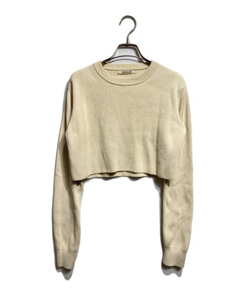AURALEE（オーラリー）AURALEE (オーラリー) SUPER HARD TWIST RIB KNIT SHORT P/O/スーパーハードツイスト リブニット ショートプルオーバー アイボリーの古着・服飾アイテム