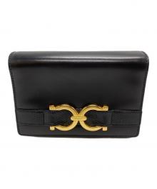 Salvatore Ferragamo（サルヴァトーレ フェラガモ）の古着「ダブルガンチーニチェーンショルダーバッグ/Double Gancini Chain Shoulder Bag」｜ブラック