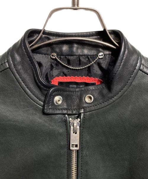 DIESEL（ディーゼル）DIESEL (ディーゼル) ラムレザーライダースジャケット/Lambskin Biker Jacket ブラック サイズ:XSの古着・服飾アイテム