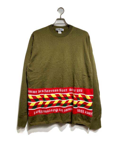COMME des GARCONS SHIRT（コムデギャルソンシャツ）COMME des GARCONS SHIRT (コムデギャルソンシャツ) ジオメトリックパターンセーター/Geometric pattern sweater オリーブ サイズ:XLの古着・服飾アイテム