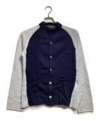 COMME des GARCONS HOMME PLUSコムデギャルソンオムプリュス）の古着「ウール切替カーディガン/Wool-Panel Cardigan」｜ネイビー