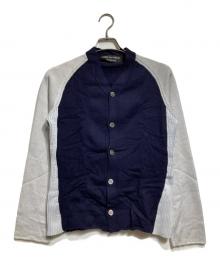 COMME des GARCONS HOMME PLUS（コムデギャルソンオムプリュス）の古着「ウール切替カーディガン/Wool-Panel Cardigan」｜ネイビー